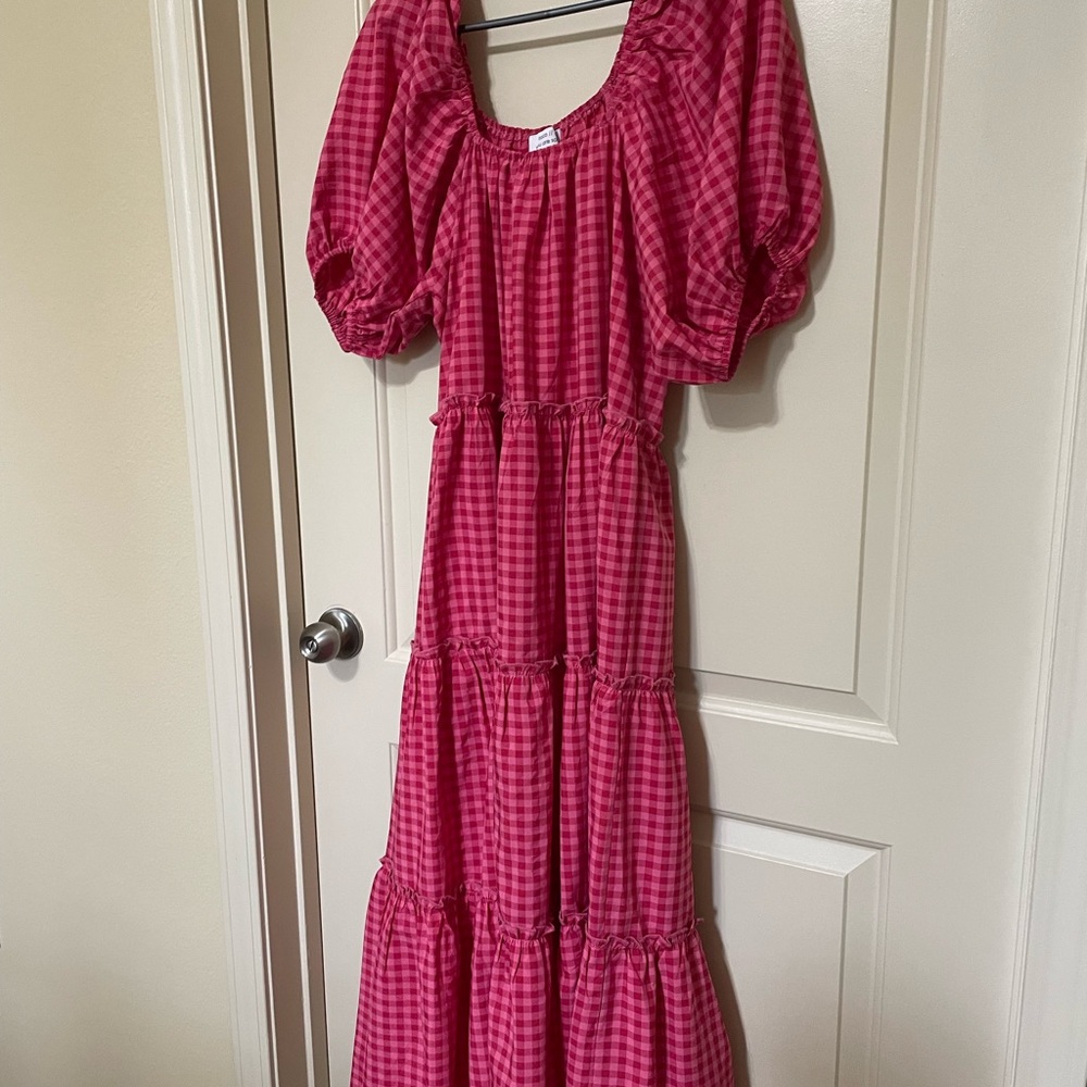 Shop ZOCO Pink Gingham Puff Sleeve Dress - Size Small